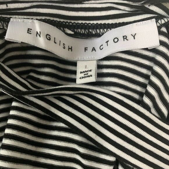 english factory womens black white Short Sleeve striped top t shirt large - Picture 3 of 5
